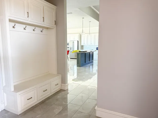 a bathroom with a bathtub and shower