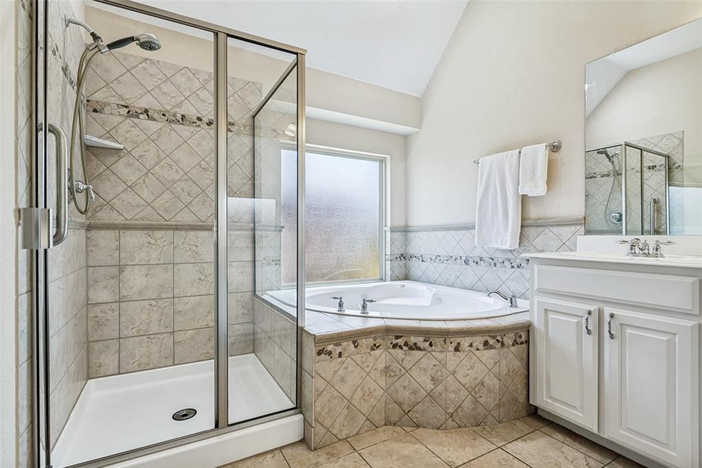 1803 Caprock Road Allen, TX 75002 - Photo 18 of 32 Separate shower and jetted tub in primary bath