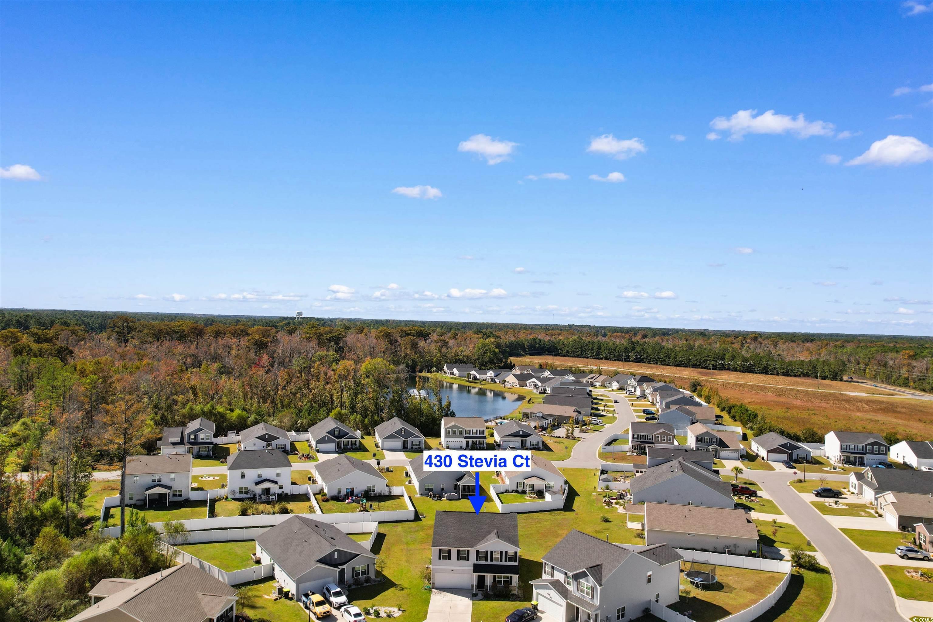 430 Stevia Court Conway, SC 29526 - Photo 38 of 40 Aerial view of residential area with a nearby body of water and a forest