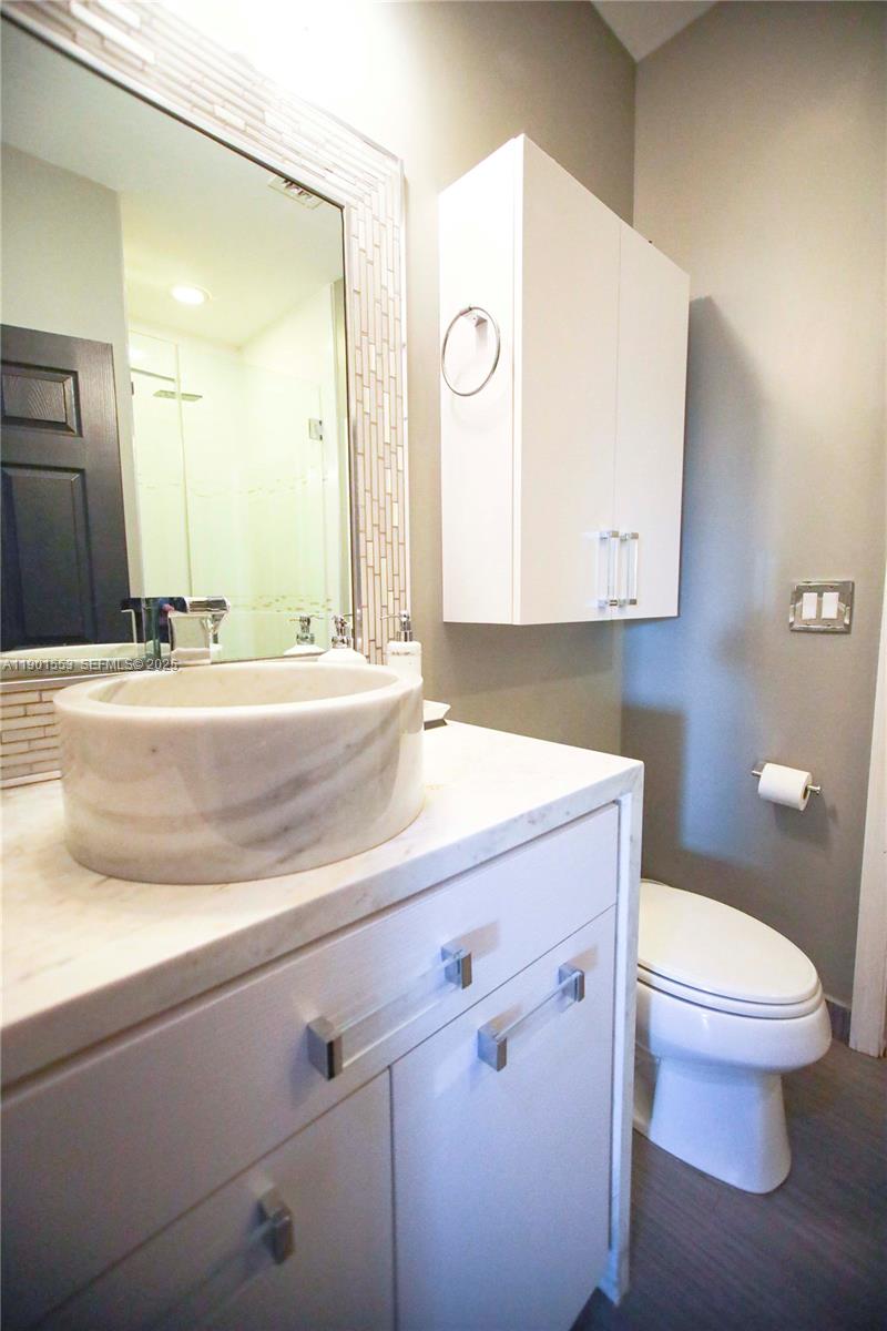 11863 Southwest 233rd Terrace Homestead, FL 33032 - Photo 41 of 77 a bathroom with a sink a toilet and mirror