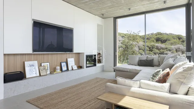 a living room with furniture