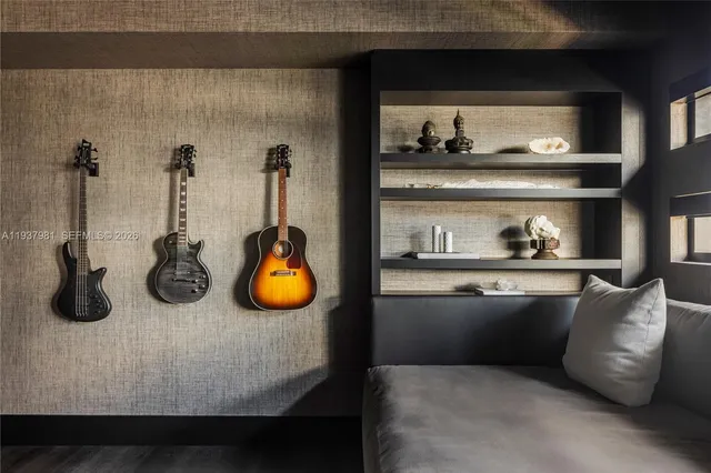 a living room with furniture and furniture