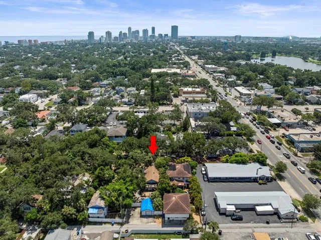 an aerial view of city