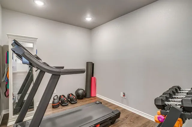 a room with gym equipment