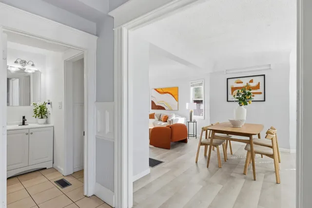 a workspace with furniture and window