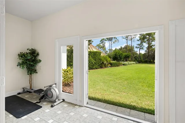 a view of a golf course with a lake