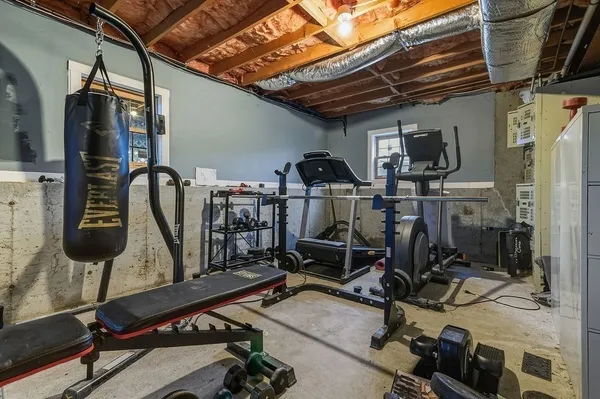 a view of a room with gym equipment