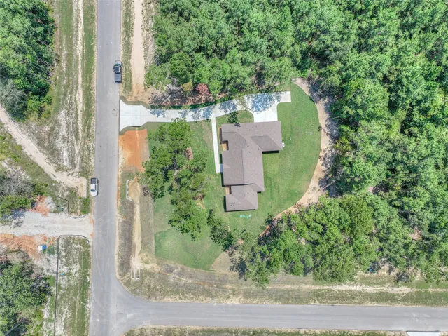 an aerial view of a house