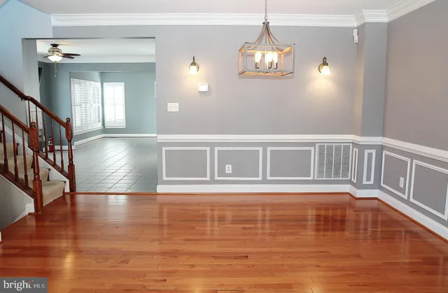 a view of livingroom with wooden floor