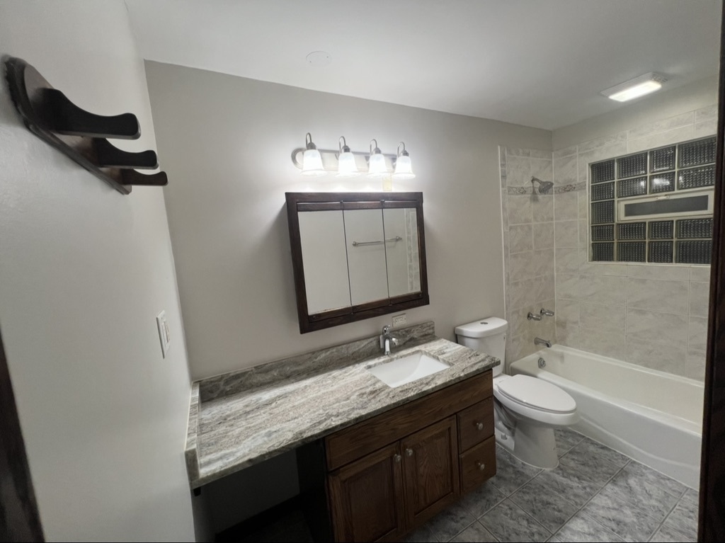 3529 Carpenter Street Steger, IL 60475 - Photo 13 of 20 a bathroom with a granite countertop sink toilet and shower