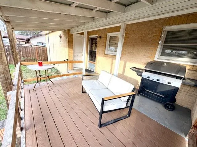 a living room with a couch and a table