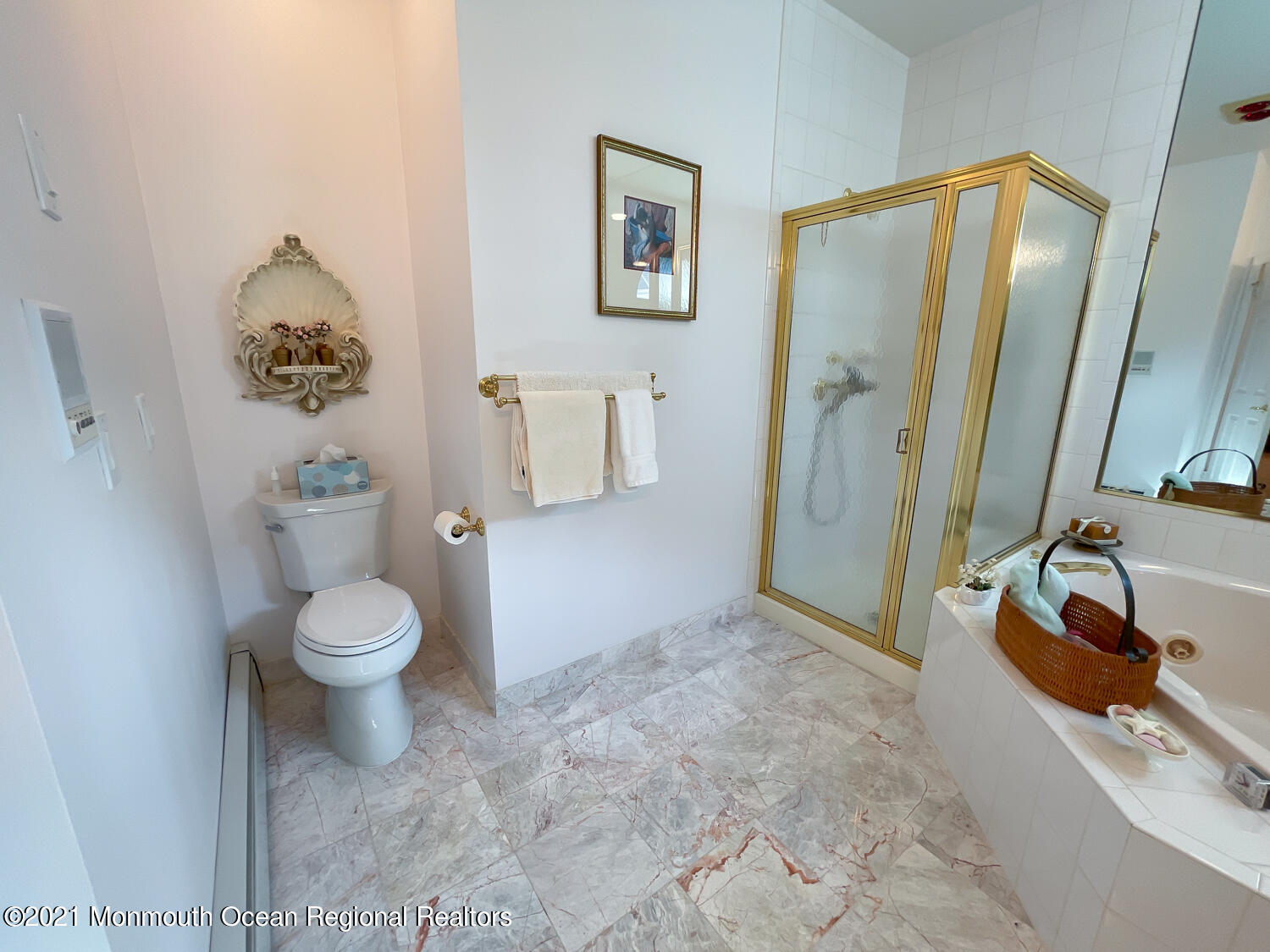 26 Symphony Avenue Bayville, NJ 08721 - Photo 23 of 40 a bathroom with a granite countertop toilet a sink and a mirror