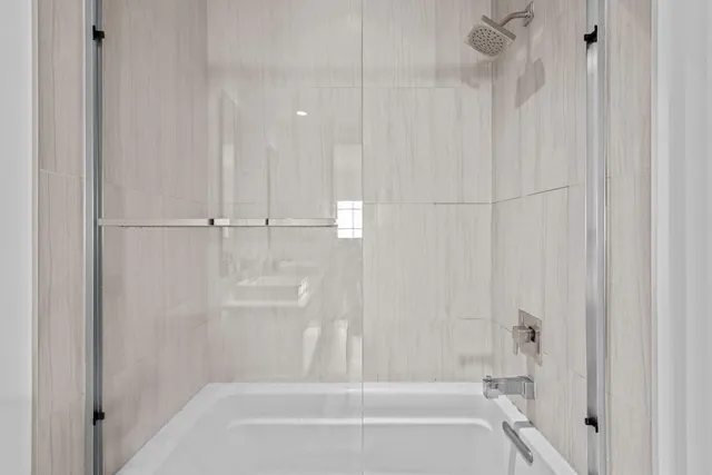 a bathroom with a bathtub