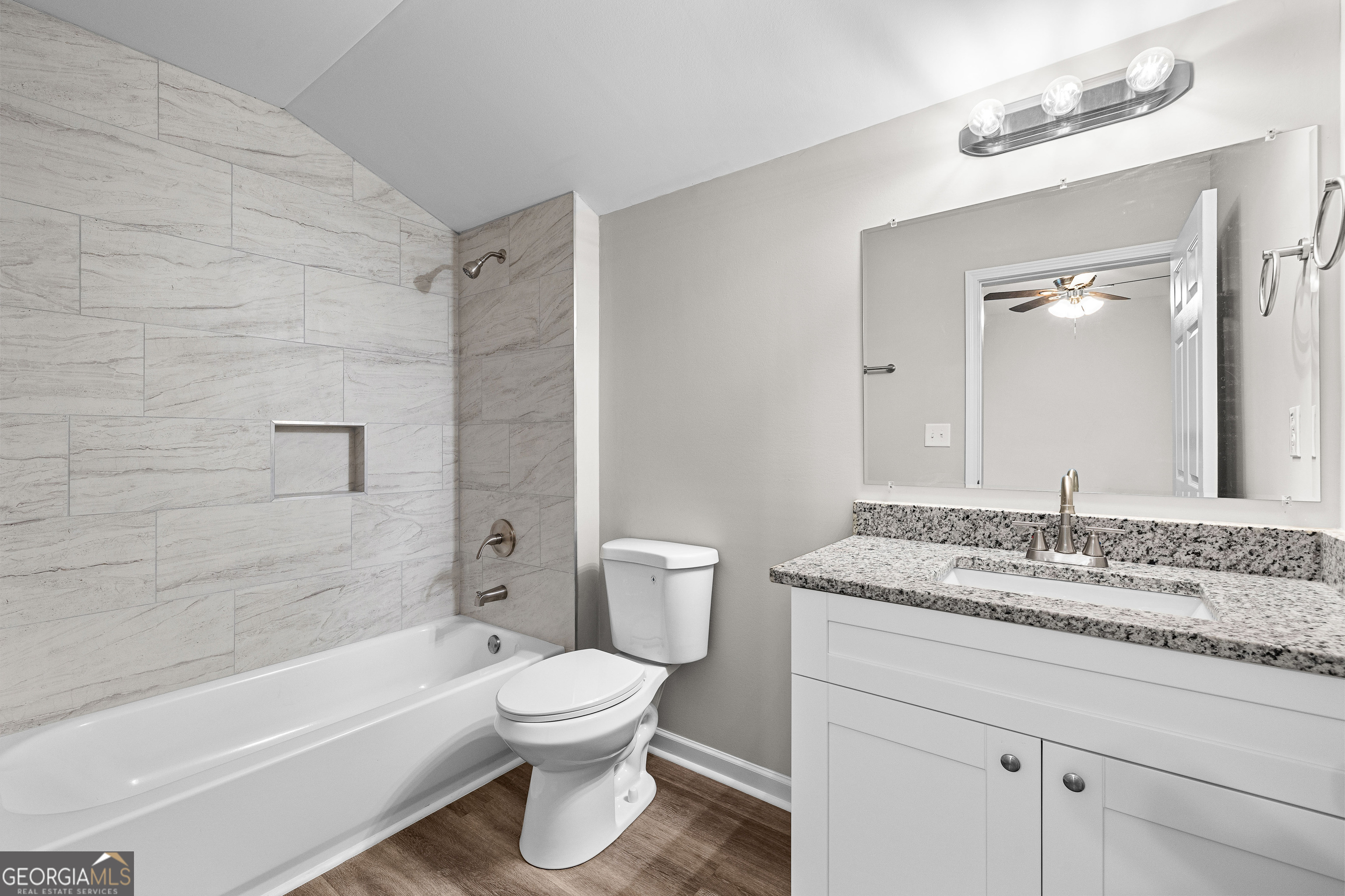 21 Shepard Street Grantville, GA 30220 - Photo 18 of 29 a bathroom with a granite countertop sink toilet and shower