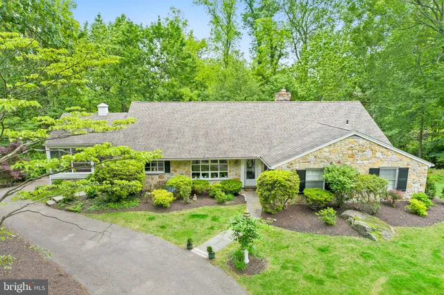 a aerial view of a house with a yard and plants