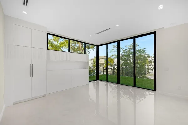 a view of a balcony with mountain view