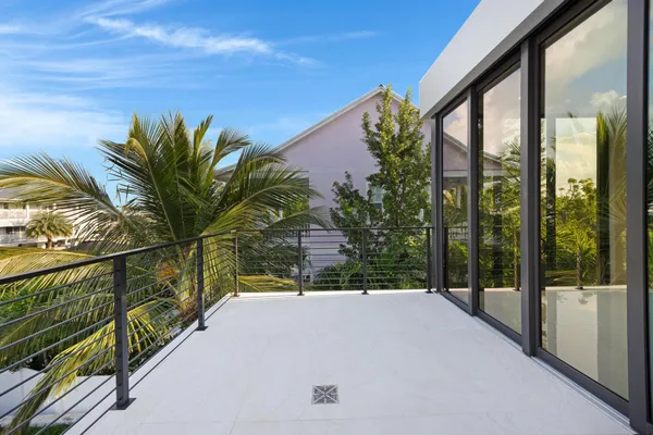 a view of terrace with city view