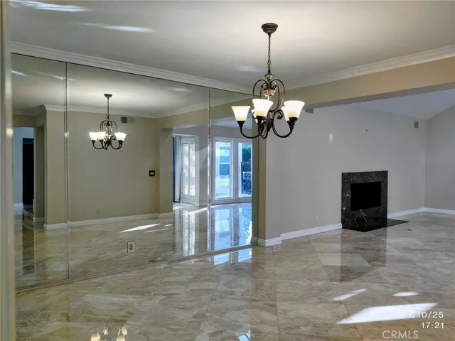 a view of a livingroom with a chandelier