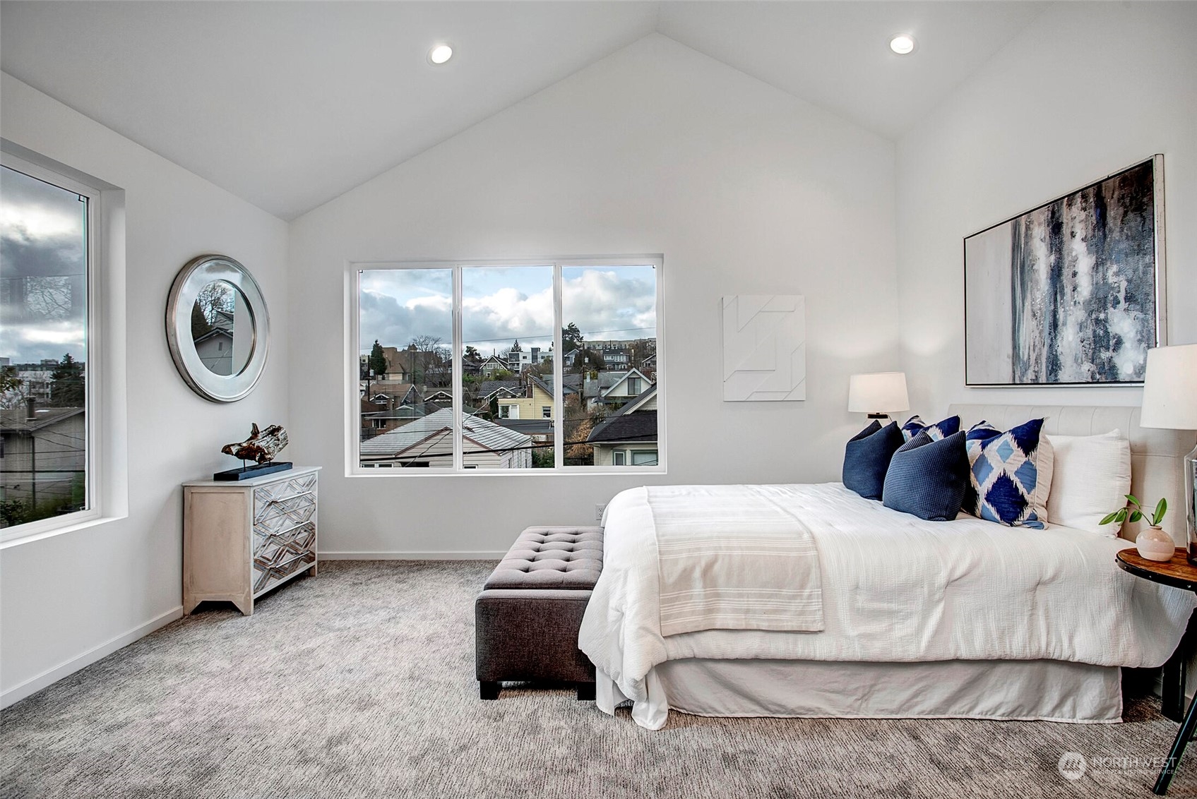 4020 Midvale Avenue North Seattle, WA 98103 - Photo 19 of 28 a bedroom with a bed and a large window