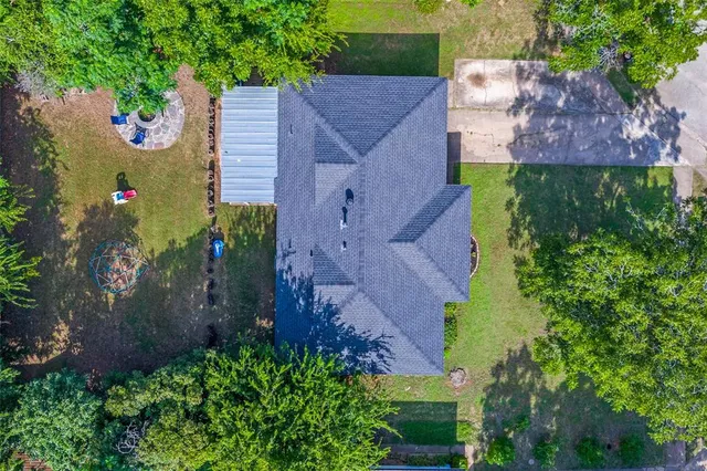 an aerial view of a house