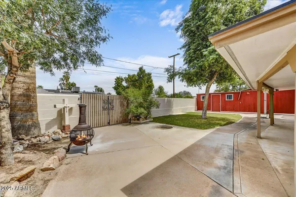 a view of a house with a patio