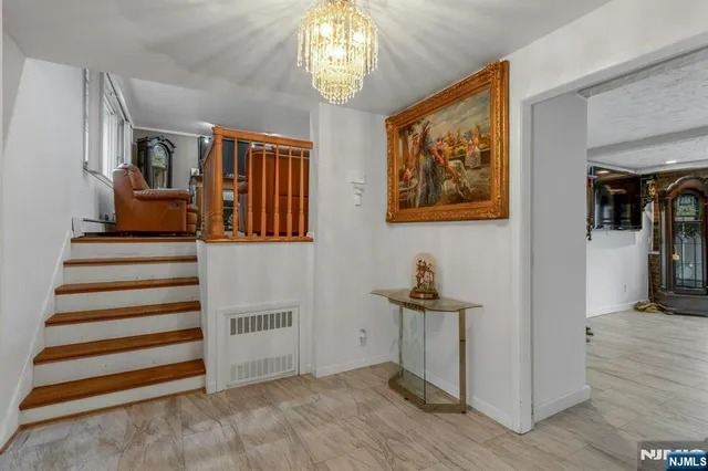 a view of a hallway with workspace