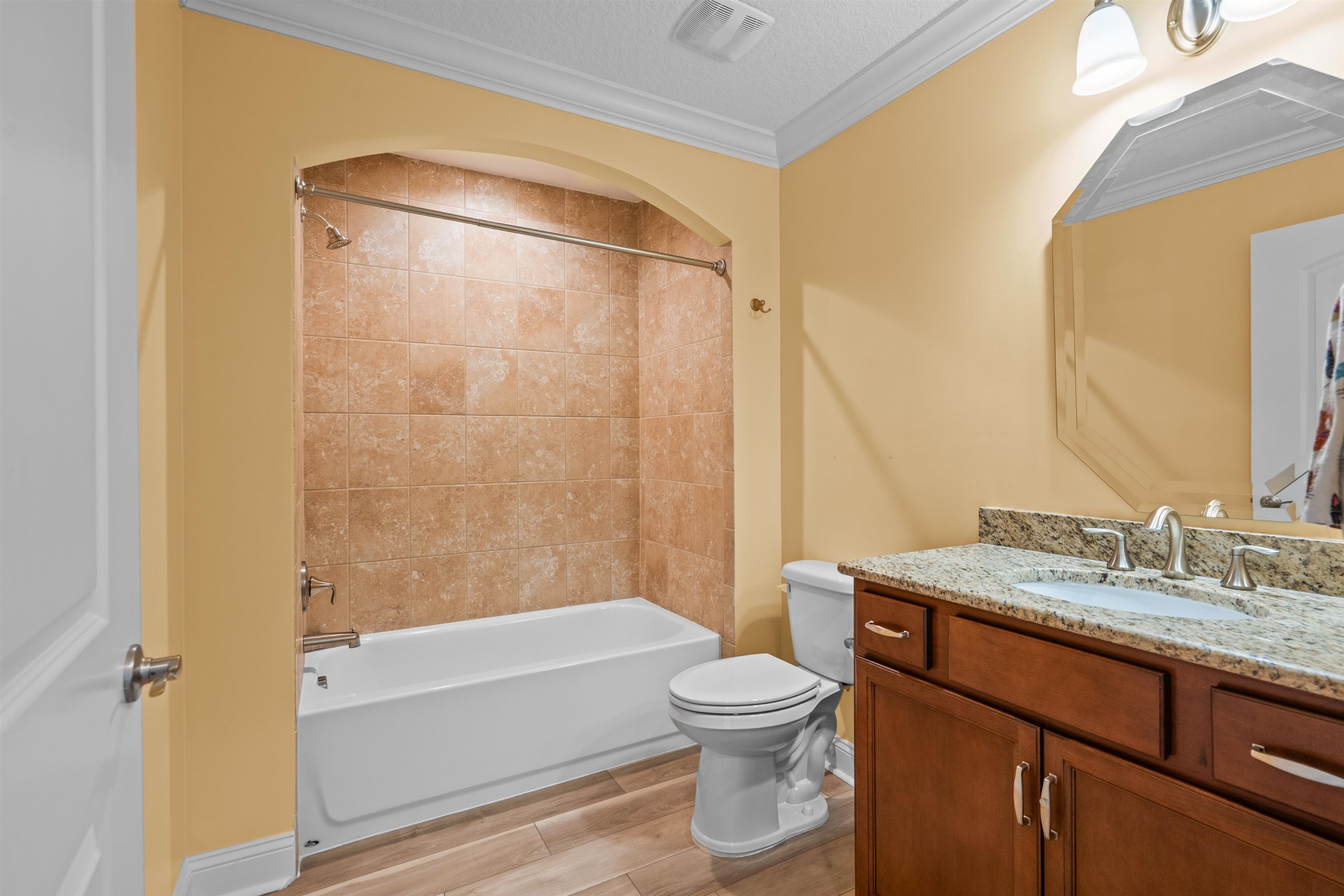 148 Timoga Trail St. Augustine, FL 32084 - Photo 31 of 46 a bathroom with a granite countertop sink toilet and shower