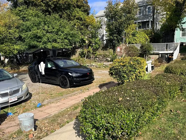 a view of a garden with an outdoor space