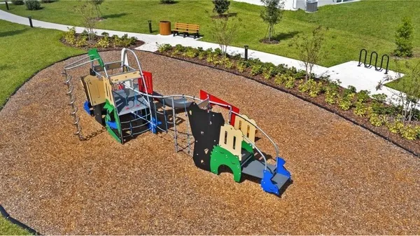 an aerial view of a house