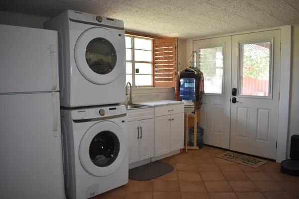 a room with a workspace