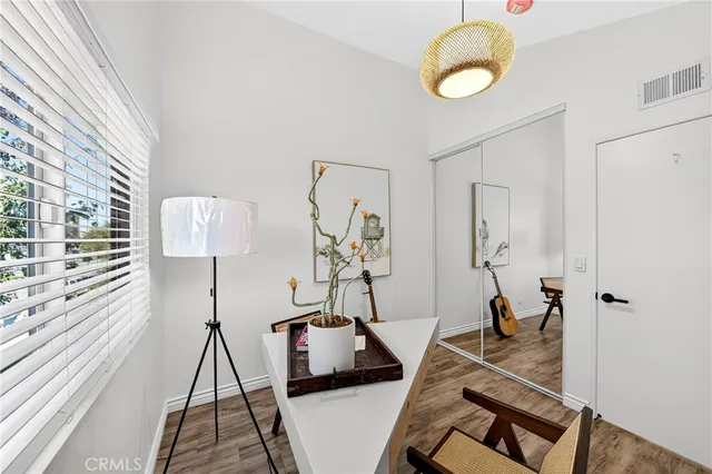 a view of table and closet