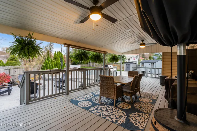 a view of a patio on the deck