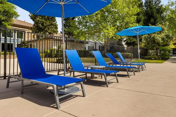 a view of the patio with table and chairs and potted plants