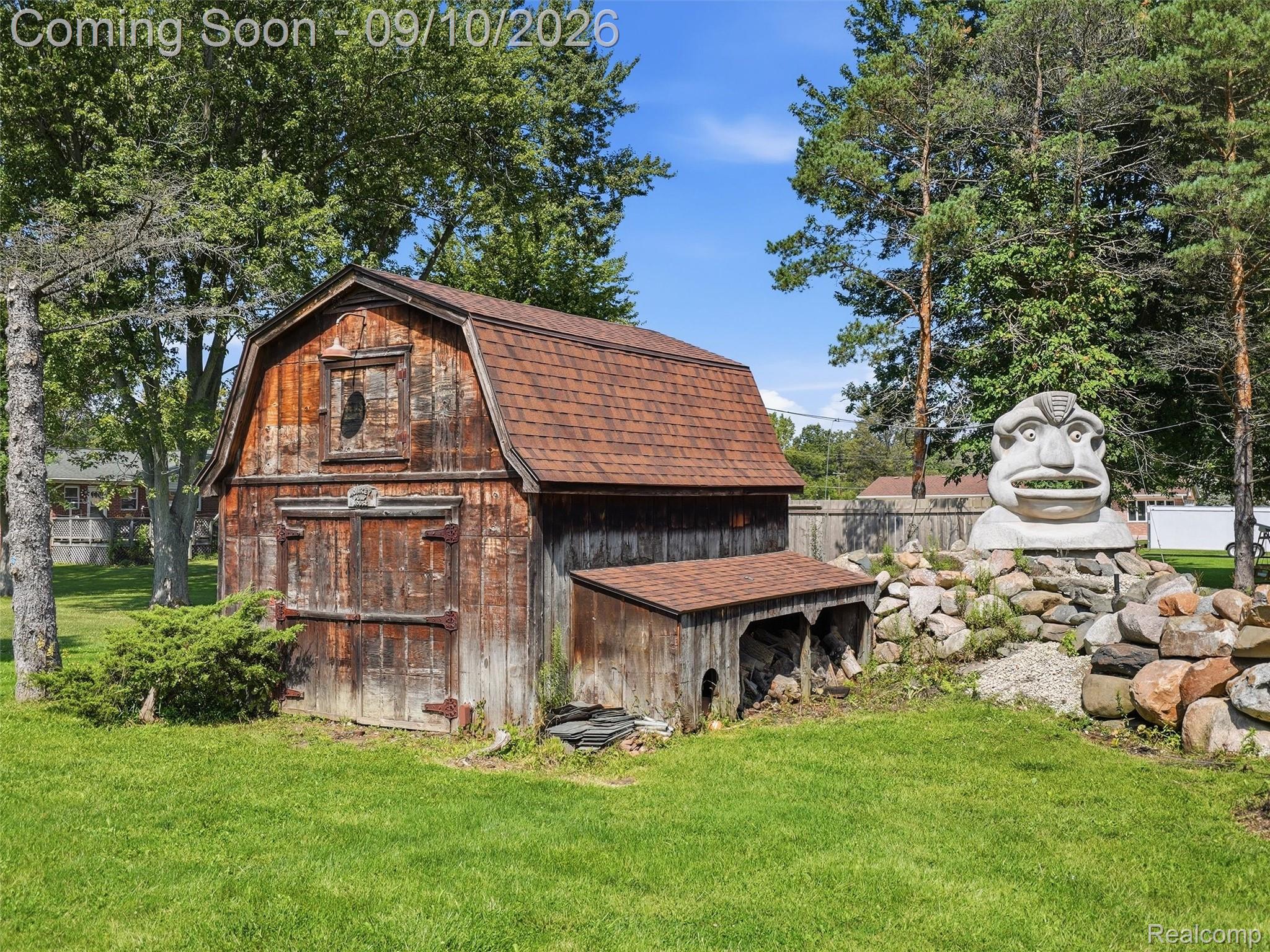 61400 Romeo Plank Road Ray, MI 48096 - Photo 87 of 99 Barn structure with a gambrel roof and natural wood siding
