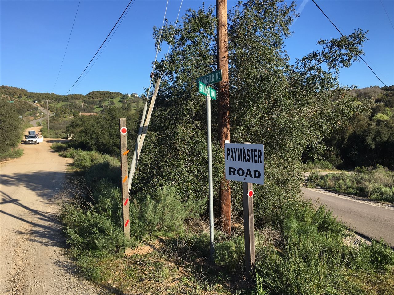 Paymaster Rd Valley Center Valley Center, CA 92082 - Photo 24 of 25 From Spearhead Trail, past Bakton (on your left), at road split-turn left onto Paymaster Rd., continue to end and Parcel on right side.