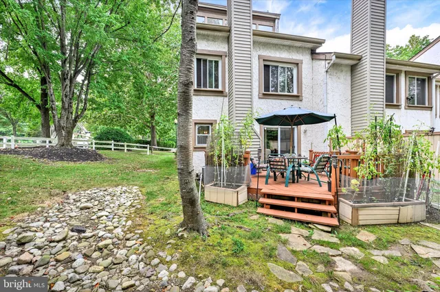 a backyard of a house with barbeque oven