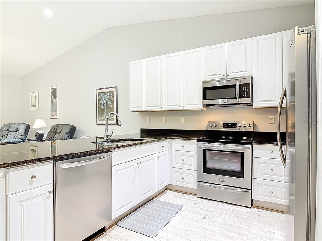 202 Walter Stevens Way DeLand, FL 32724 - Photo 9 of 34 a kitchen with granite countertop white cabinets white stainless steel appliances and a sink