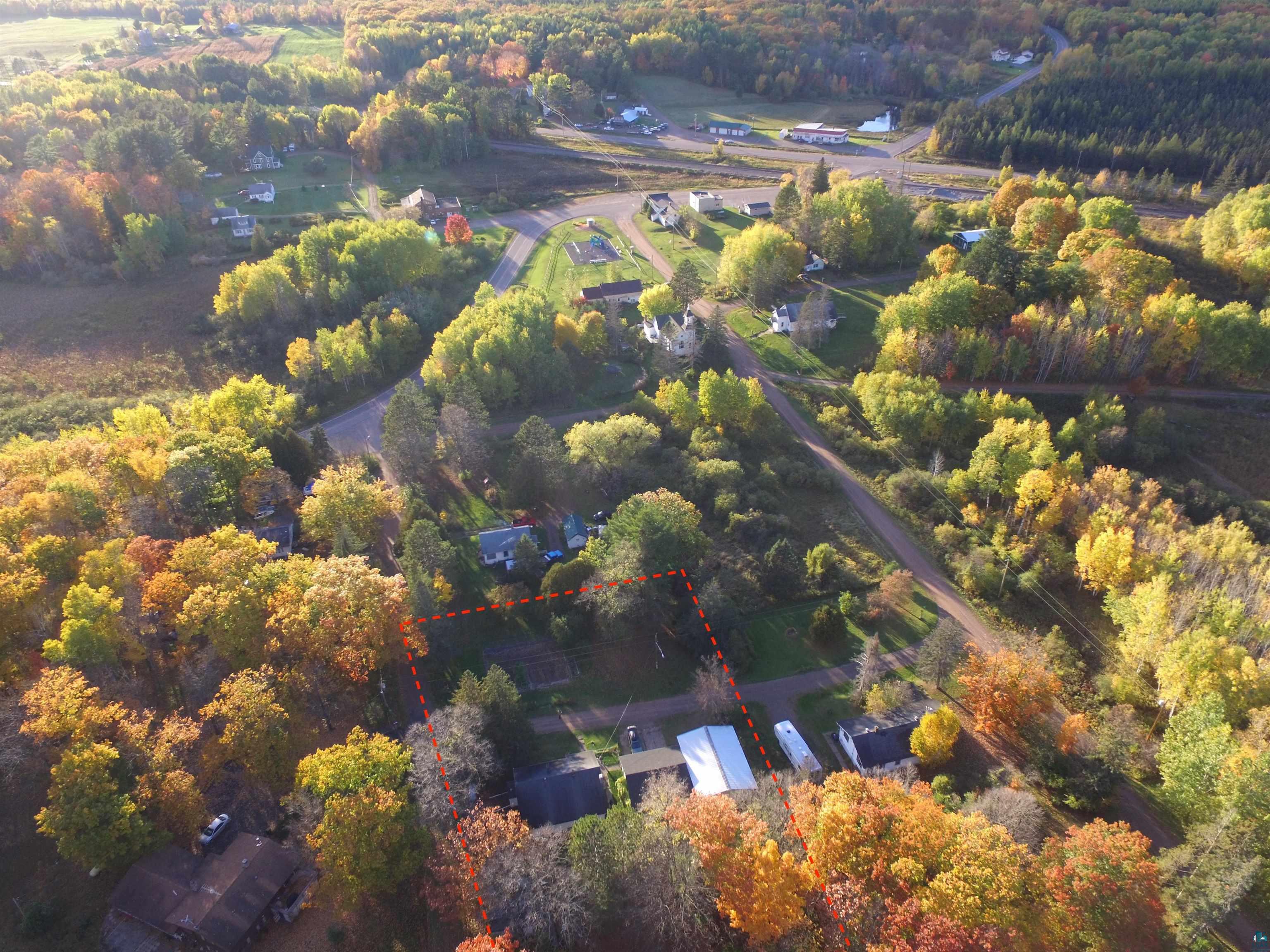 8372 Garden Street Kerrick, MN 55756 - Photo 18 of 24 Aerial view of property and surrounding area with a forest and property boundaries highlighted