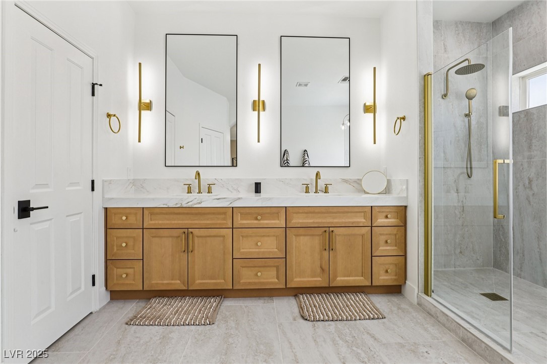 2469 Sun Reef Road Las Vegas, NV 89128 - Photo 59 of 93 Full bath featuring double vanity and a shower stall