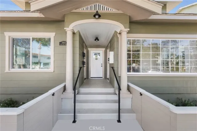 a front view of a house with entryway
