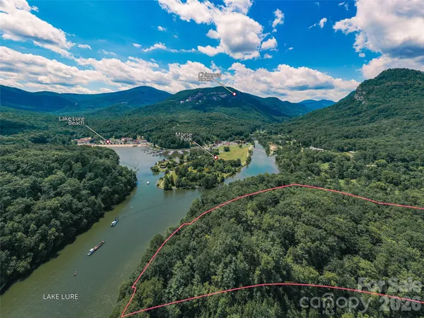 a view of a lake with a mountain
