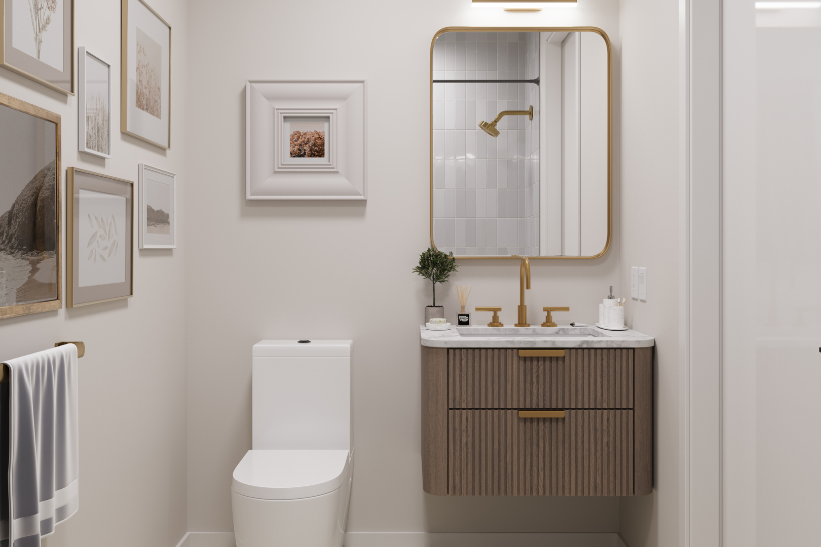 2234 West Grand Avenue, Unit 203 Chicago, IL 60612 - Photo 14 of 20 a bathroom with a toilet a sink a vanity and mirror