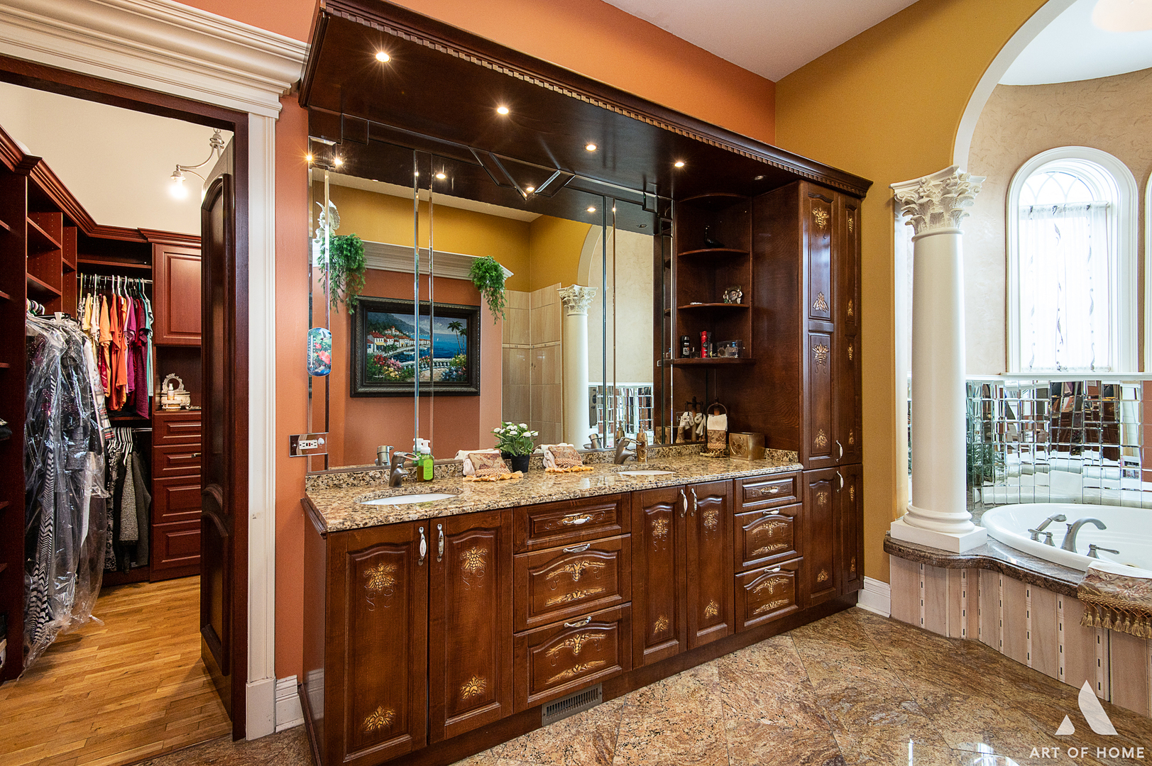 14940 El Greco Street Lemont, IL 60439 - Photo 28 of 67 a bathroom with a double vanity sink and a mirror