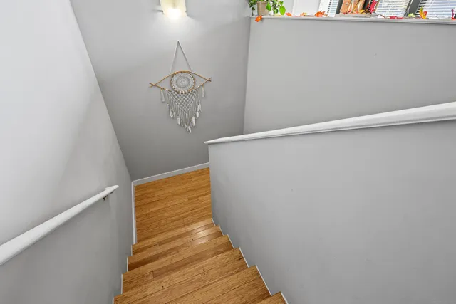 a view of a room with racks on the wall