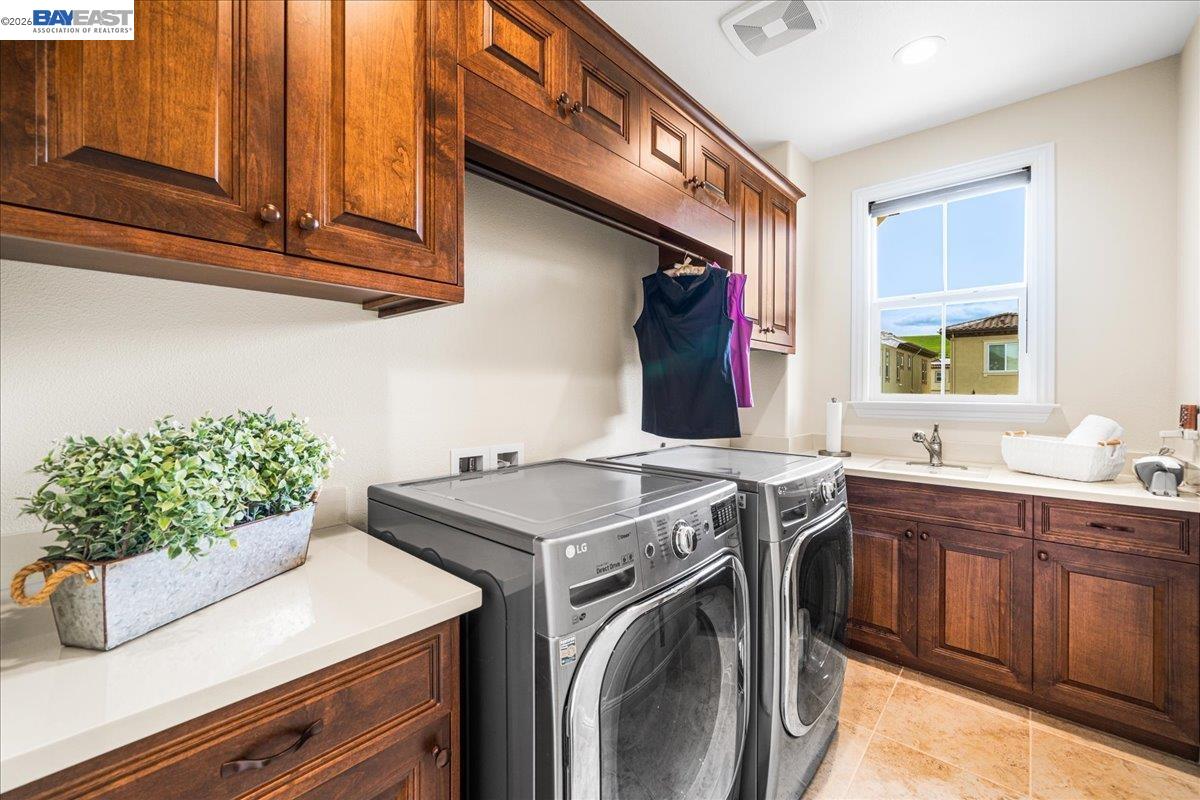 205 Zinnia Court San Ramon, CA 94582 - Photo 35 of 40 a utility room with cabinets washer and dryer