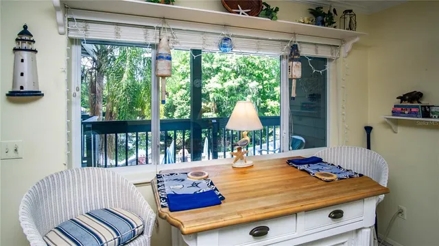 a bed room with a bed and a table