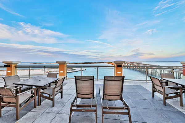 a view of a terrace with furniture and stove