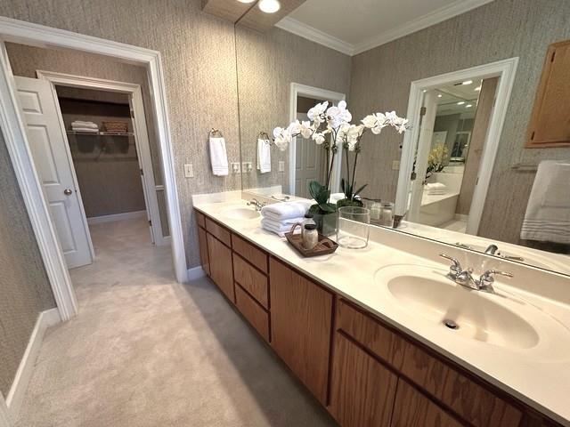 7155 Roswell Road, Unit 40 Sandy Springs, GA 30328 - Photo 20 of 42 a bathroom with a double vanity sink and a mirror