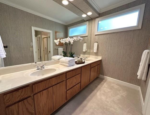 7155 Roswell Road, Unit 40 Sandy Springs, GA 30328 - Photo 21 of 42 a bathroom with a double vanity sink a and a mirror