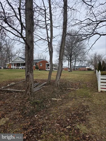 a view of a yard with an trees